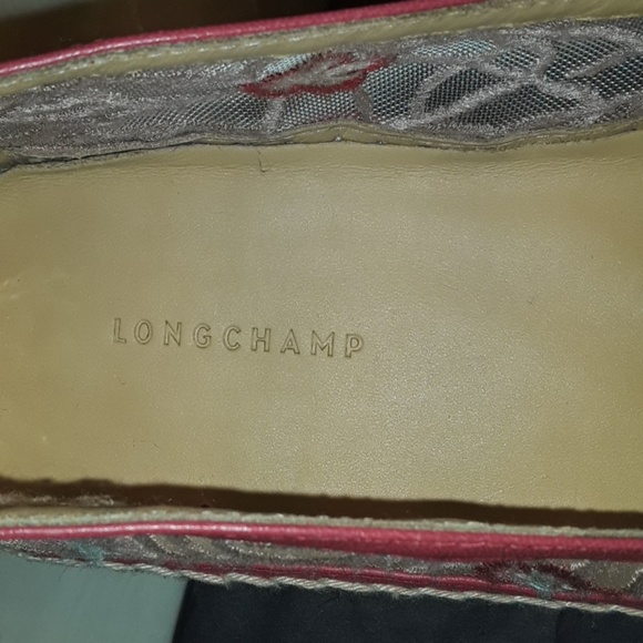 LONGCHAMP ESPADRILLE pink flowers and  leather - Picture 5 of 8